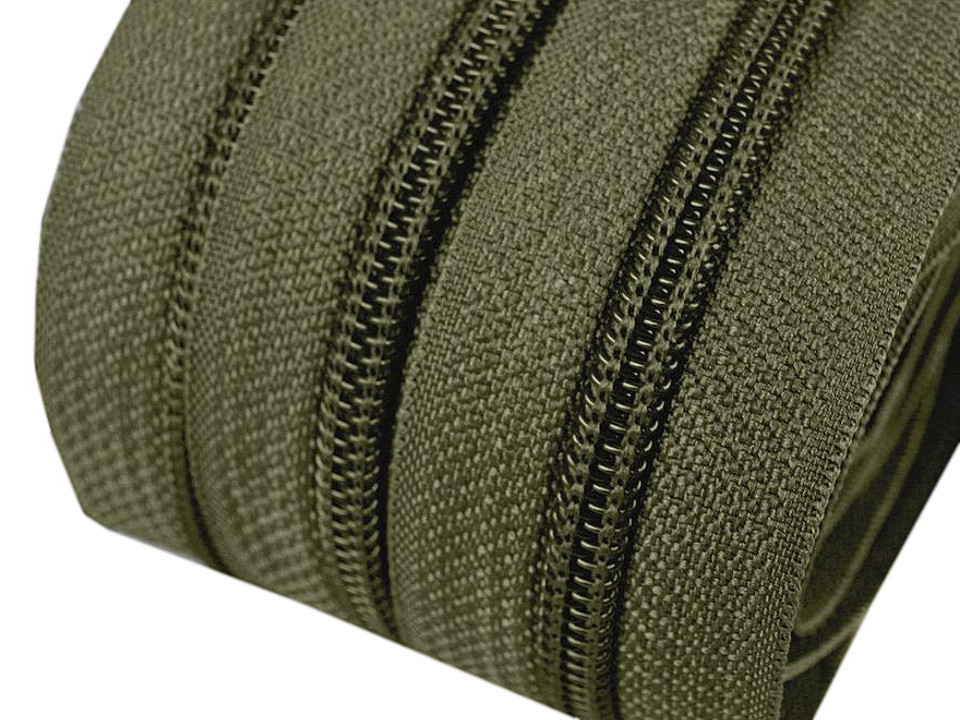 Spiral zip No. 5 by the meter for POL type riders, olive green, 5 m