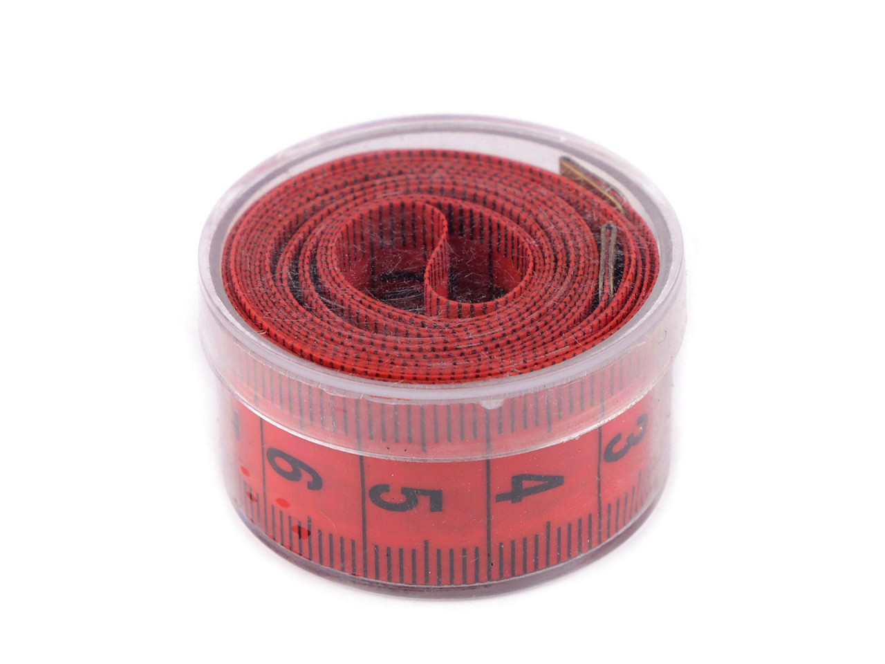 Tailors meter 150 cm in a plastic case, red, 12 pcs