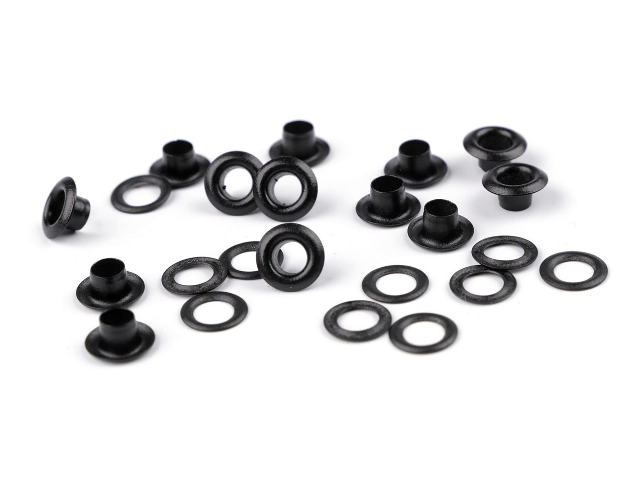 Grommets with washer inner Ø5.5 mm / outer Ø10 mm, black varnish, 100 pairs