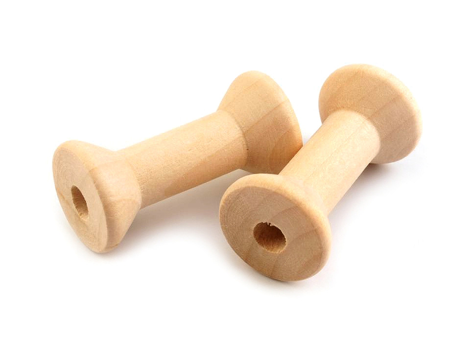 Wooden spool 20x40 mm, natural light, 5 pcs