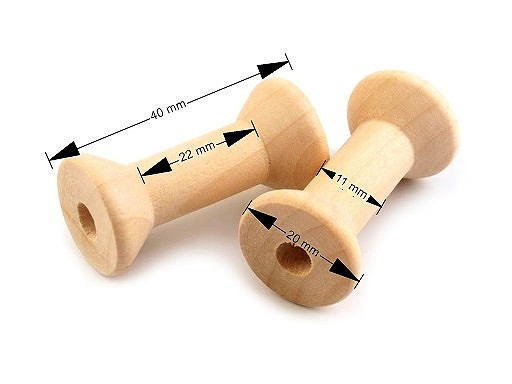 Wooden spool 20x40 mm, natural light, 5 pcs