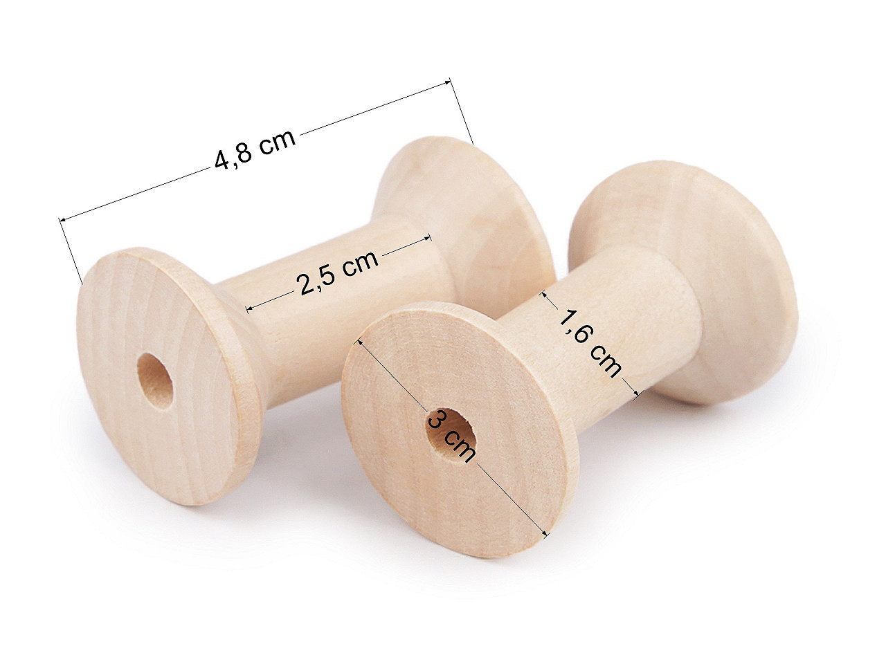 Wooden spool 30x48 mm, natural light, 5 pcs