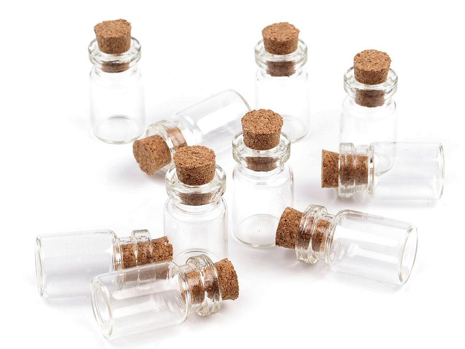 Sklenená flaštička s korkom 13x25 mm