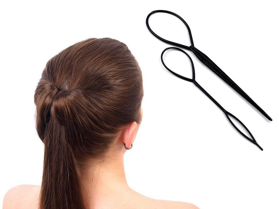 Provlékací oko do vlasů 2 ks, malé, černá