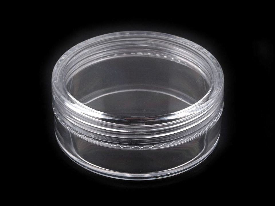 Plastic box 5x2 cm screwable, transparent, 6 pcs