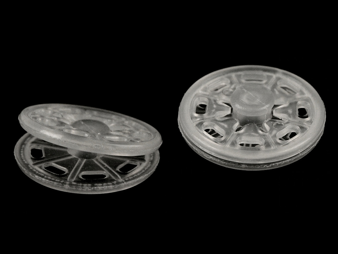 Plastové patentky / stiskací knoflíky Ø25 mm, malé, 1 transparent
