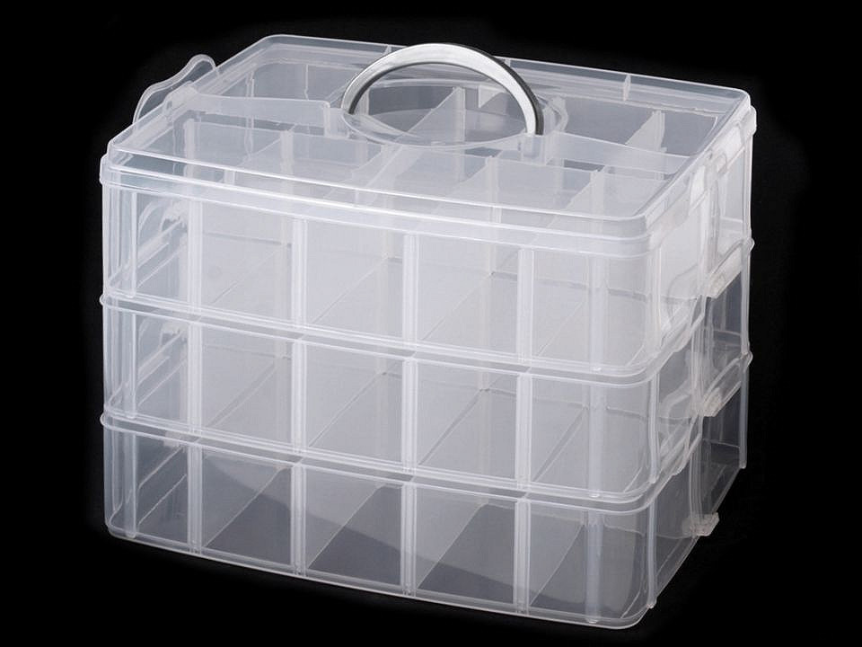 Plastový box / kufrík 3 poschodový s rukoväťou