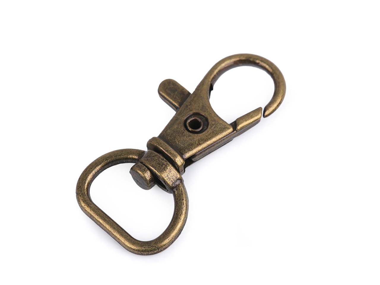 Metal carabiner with 12 mm loop, antique brass, 20 pcs