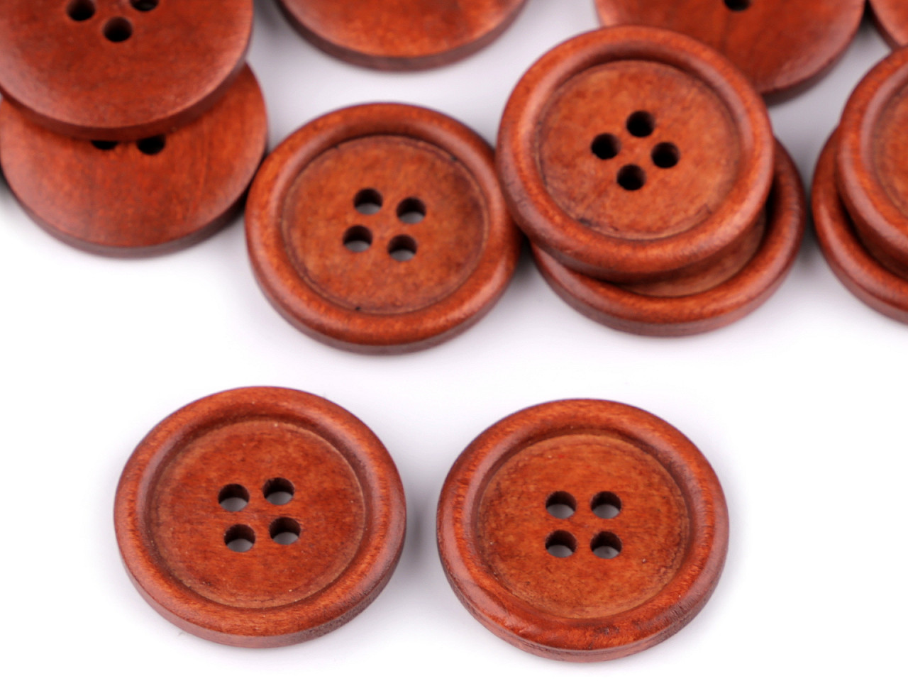 Wooden button 4-hole size 40 (24 mm), cherry, 50 pc.