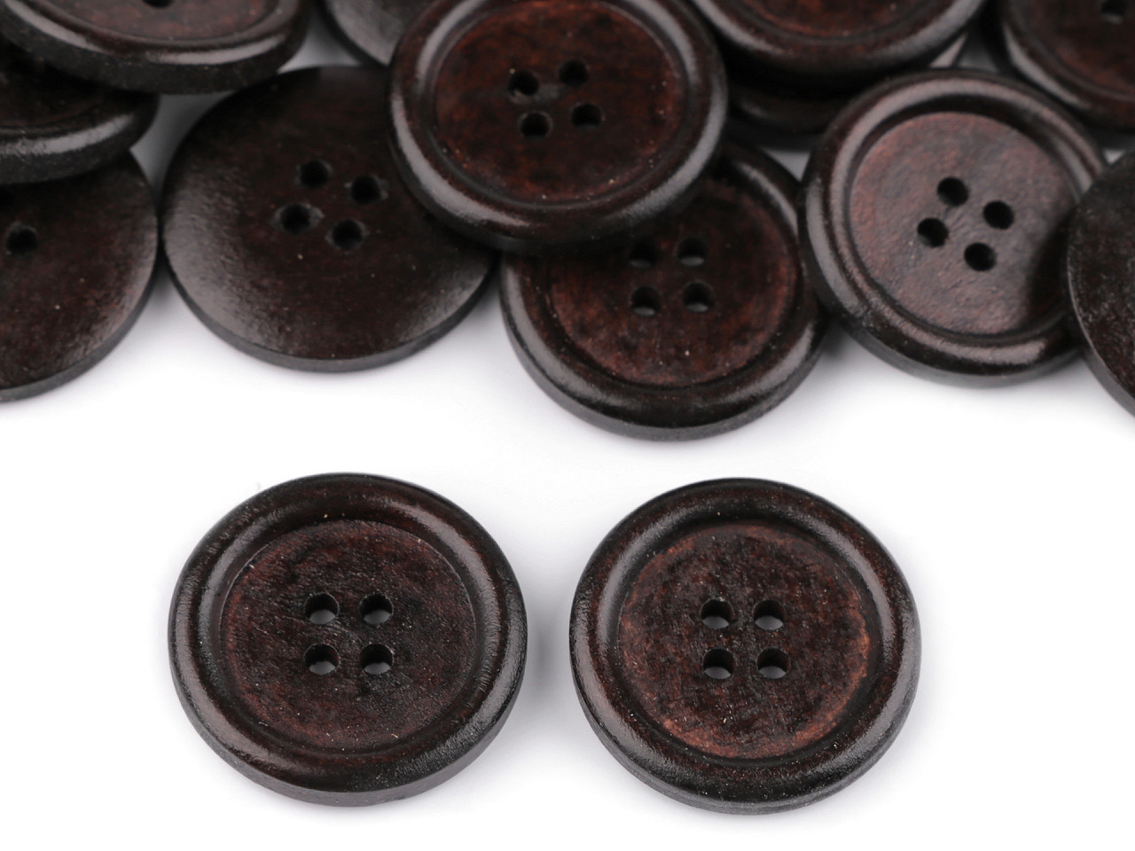 Wooden button 4-hole size 40 (24 mm), darkbrown, 50 pc.