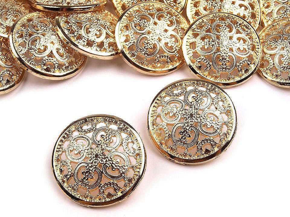 Kovový knoflík filigrán velikost 40", malé, 5 růžové zlato