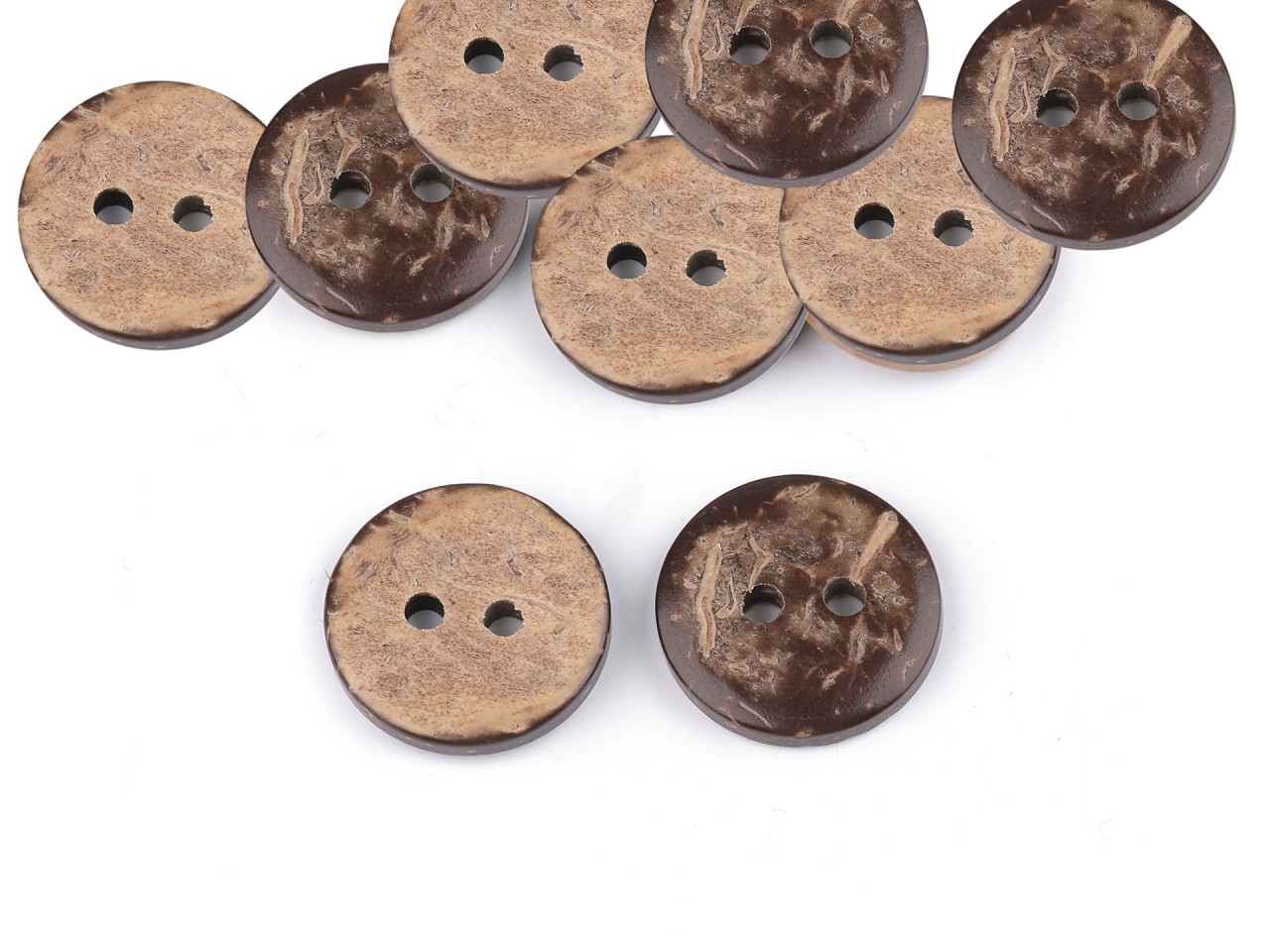 Coconut Button double-sided size 24 (15 mm), natural medium, 50 pcs