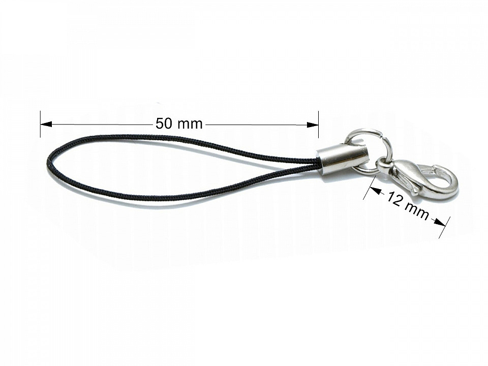 Inele cu carabină pentru breloc 50 mm, negru, 10 buc