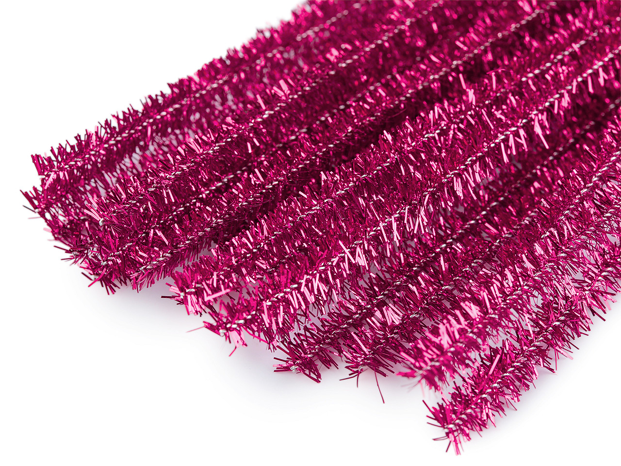 Chlupaté drátky na tvoření lurexové Ø6 mm délka 30 cm, malé, 10 pink