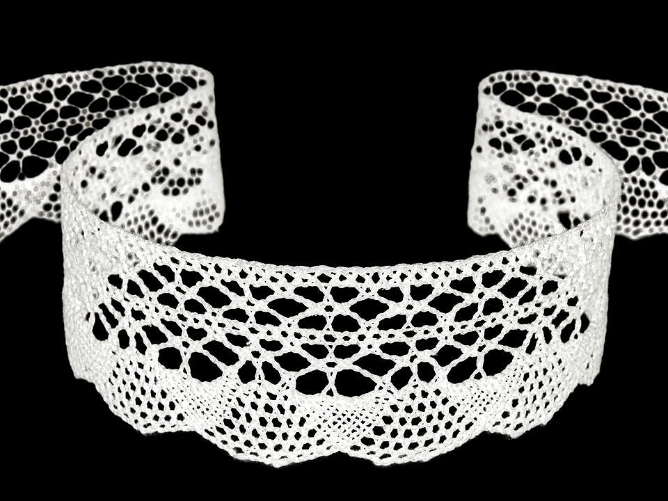 Bavlněná krajka paličkovaná šíře 32 mm, střední, 6200 béžová světlá