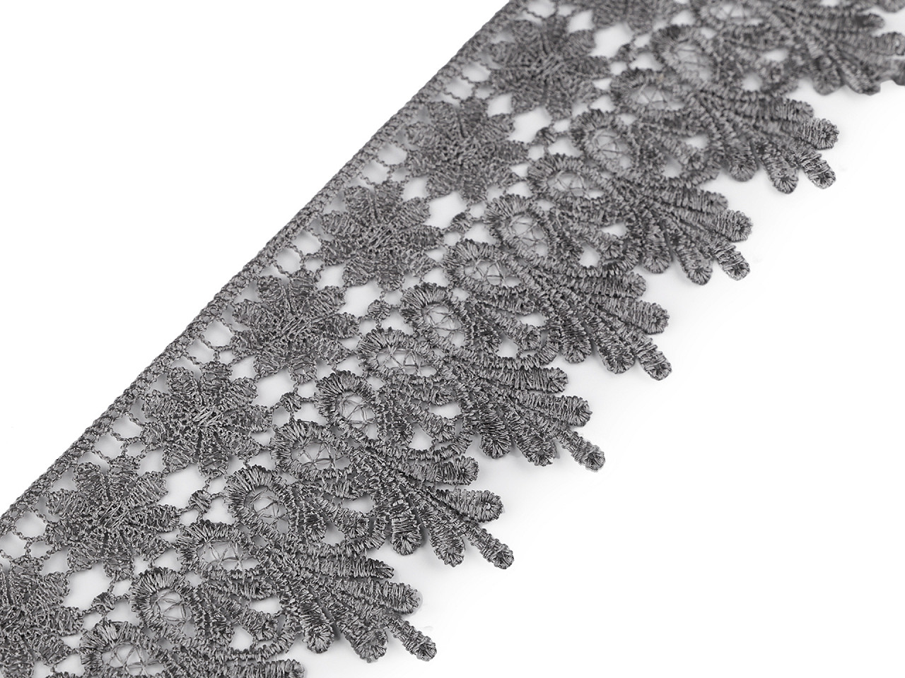 Air lace 70 mm wide, dark grey, 13.5 m