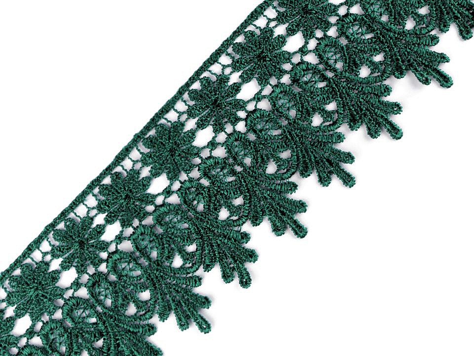 Air lace 70 mm wide, green fir, 13.5 m