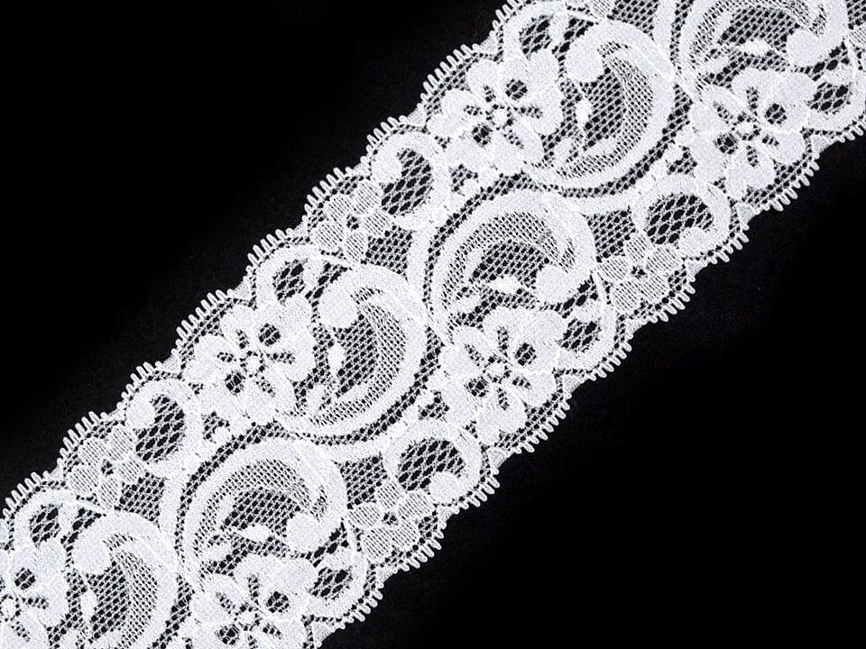 Elastic lace / insert width 55 mm, white, 25 m