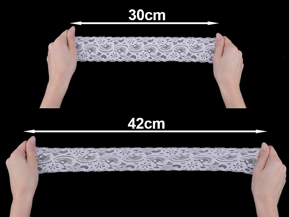 Elastic lace / insert width 55 mm, white, 25 m