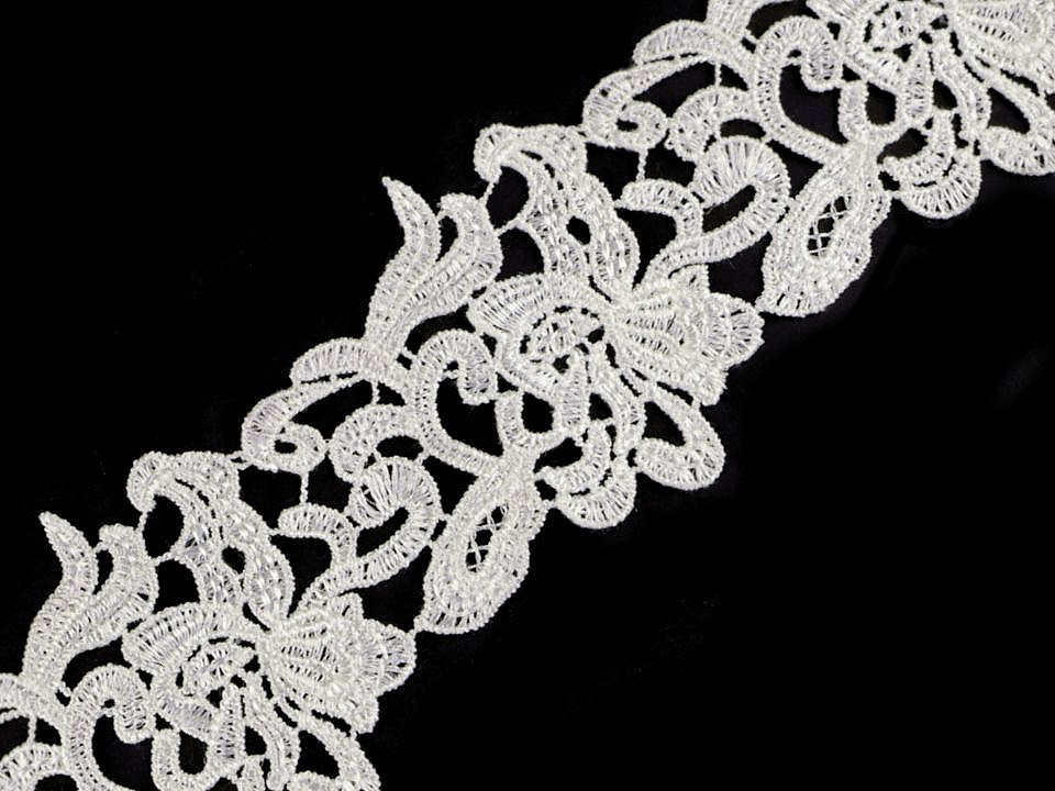 Embroidered lace width 70-75 mm, cream lightest, 1 m