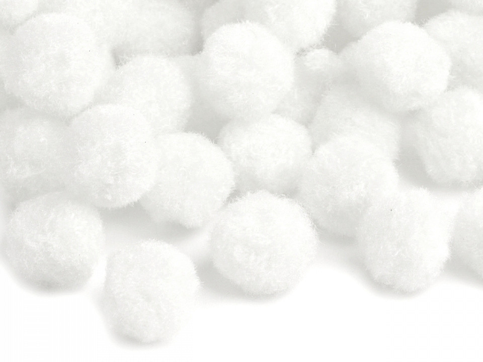 Pompom Ø20 mm, white, 100 pcs