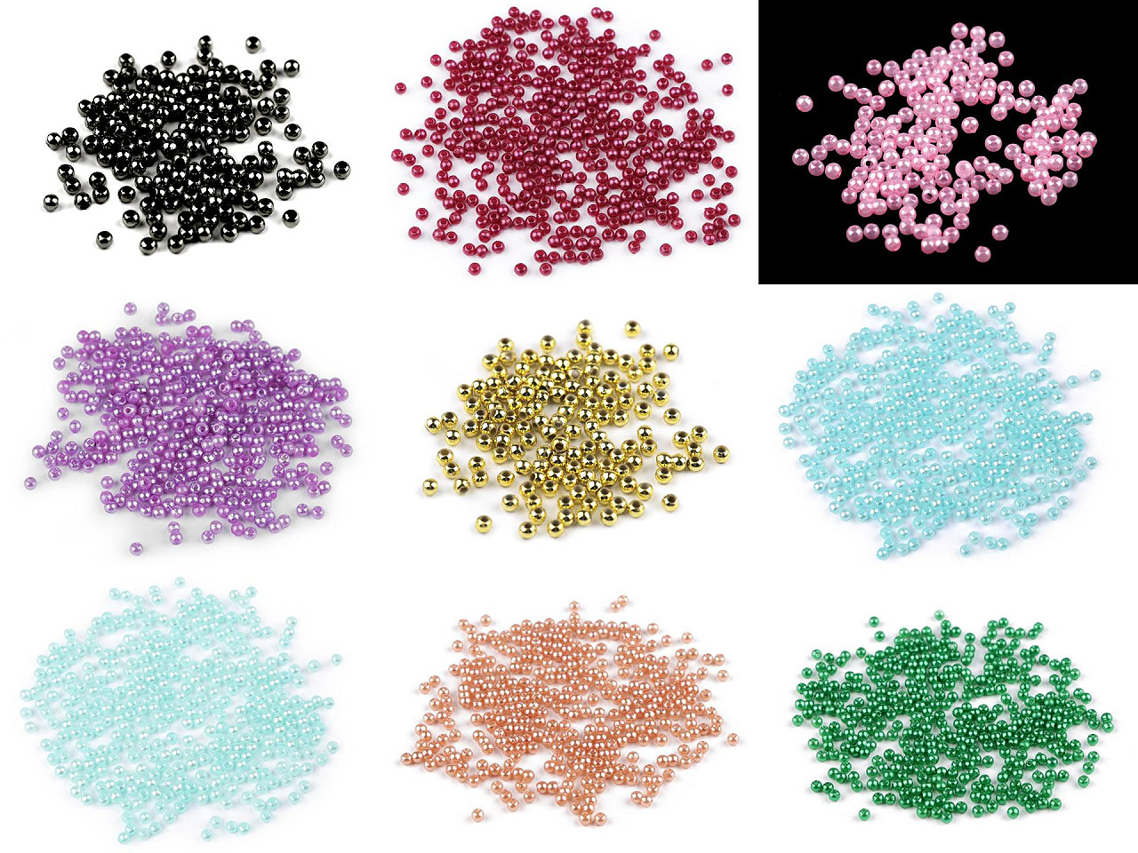 Plastové voskové korálky / perly Glance Ø3 mm, velké, 32 mint