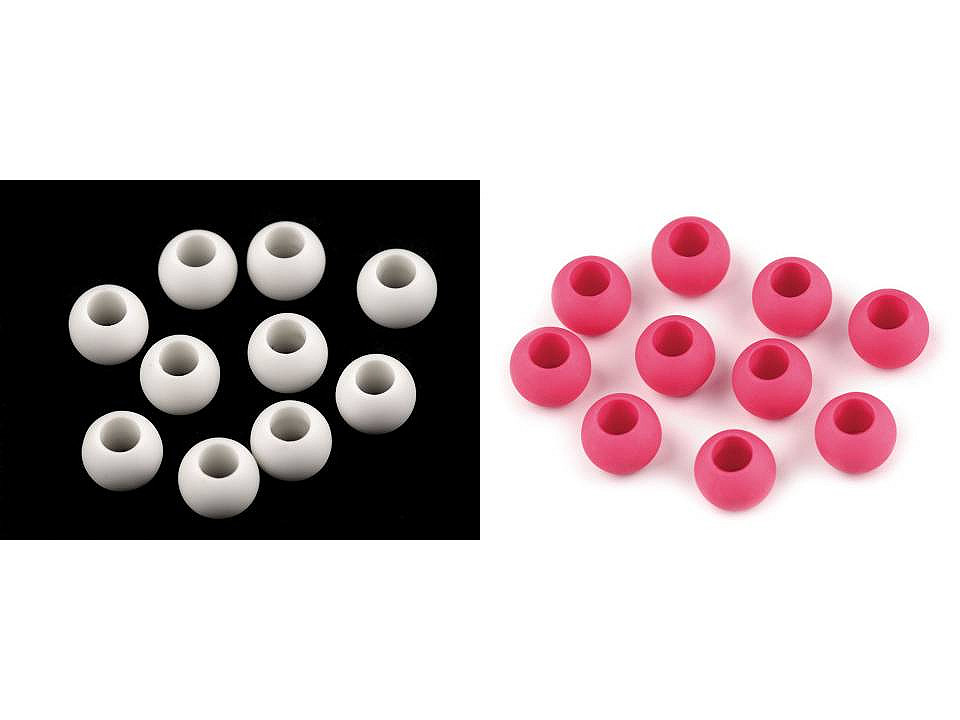 Plastové korálky matné s velkým průvlekem 10x12 mm, velké, 11 (4) růžová tmavá