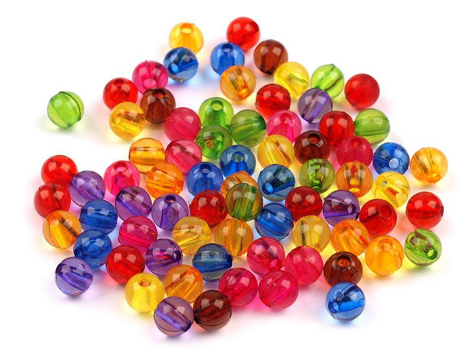 Plastic beads Transparent Ø6 mm, multicolor, 20 g