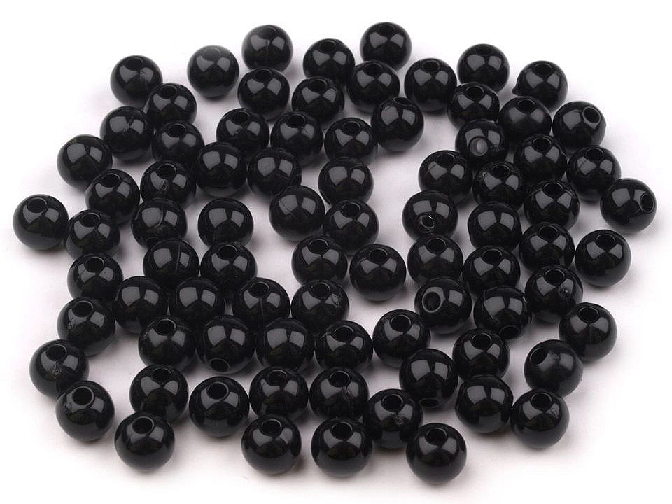 Plastic beads Transparent Ø6 mm, black, 20 g