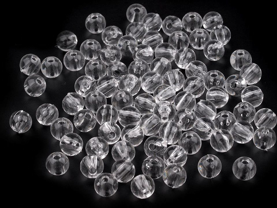 Plastic beads Transparent Ø6 mm, transparent, 20 g