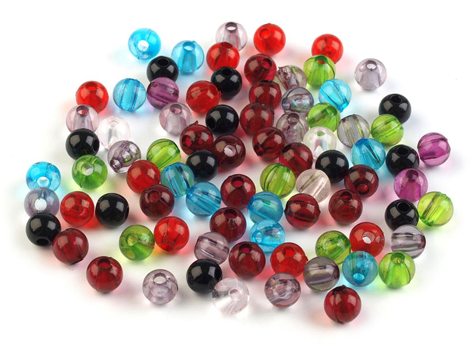 Plastic beads Transparent Ø6 mm, multicolor, 20 g