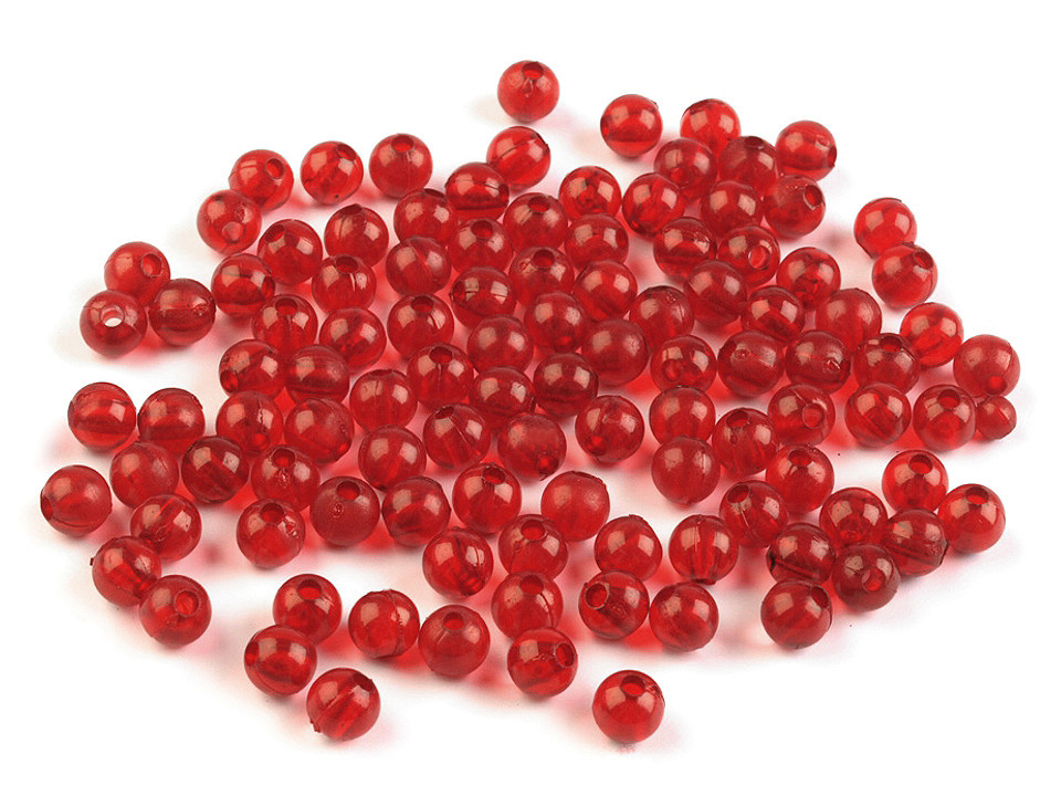 Kunststoffperlen Transparent Ø6 mm, rot, 20 g