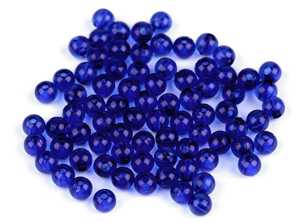 Plastic beads Transparent Ø6 mm, cobalt blue, 20 g