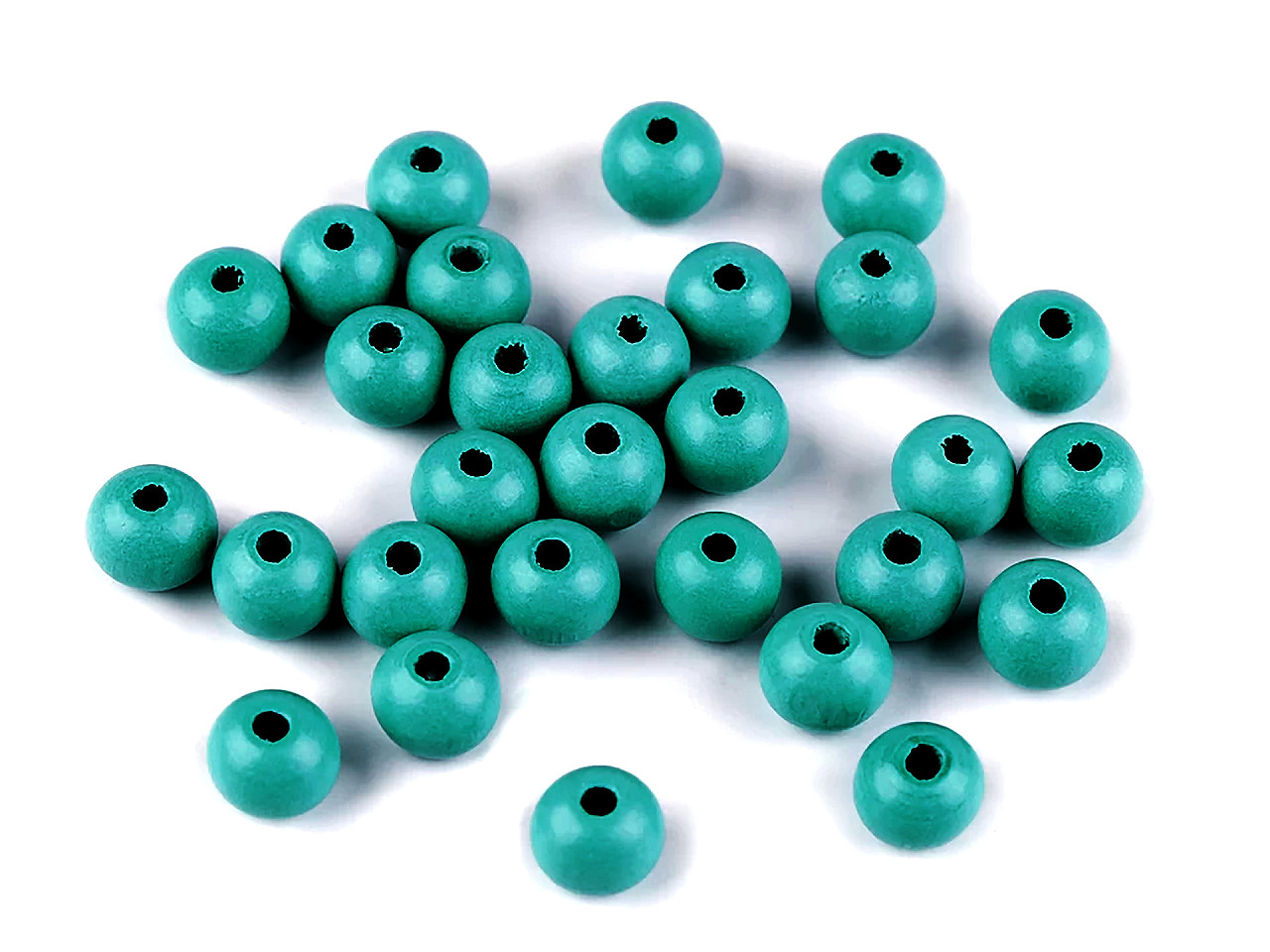 Dřevěné korálky Ø10 mm, velké, 1 červená rumělka