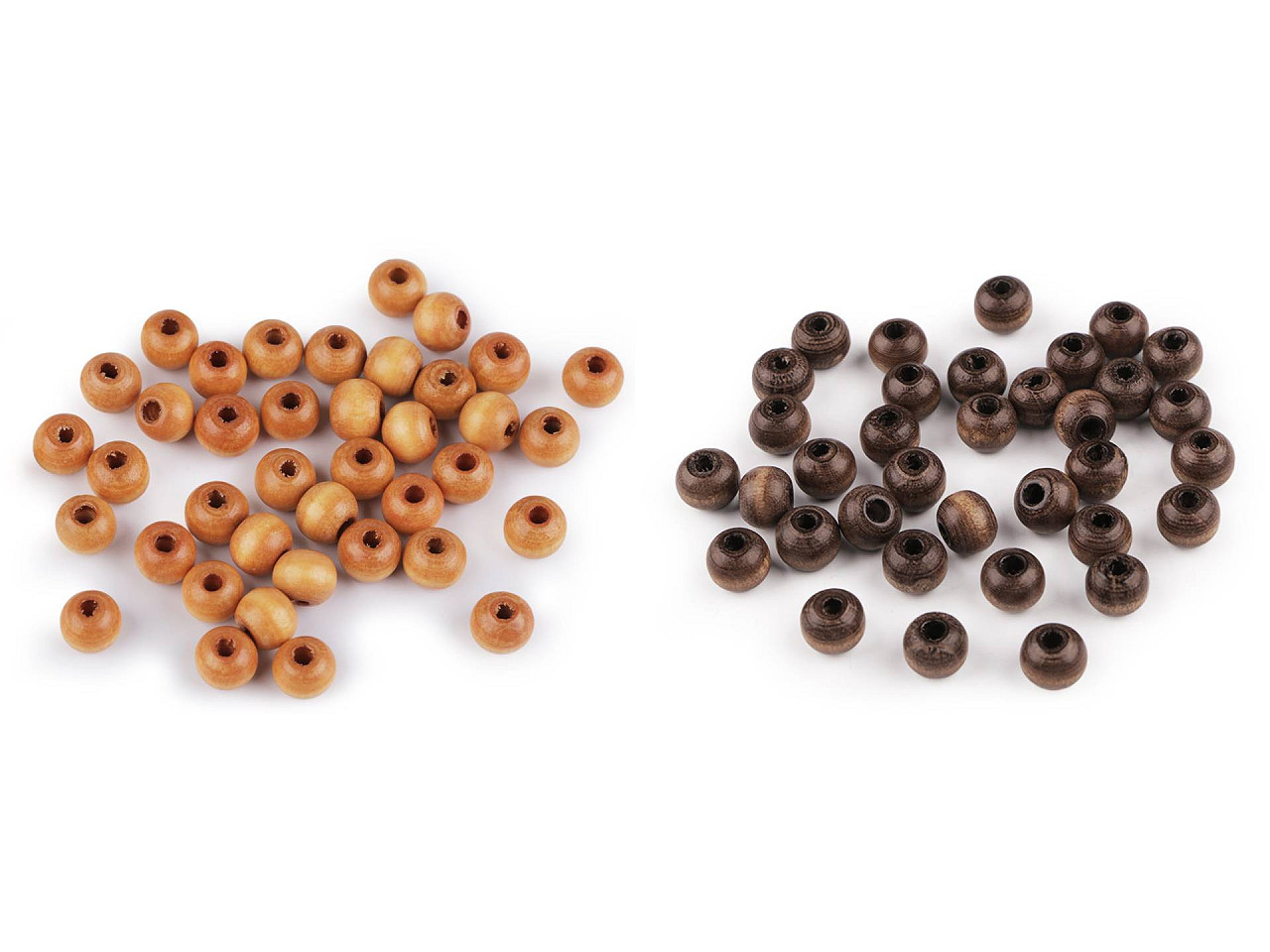 Dřevěné korálky Ø8-9 mm, velké, 4 hnědá nejsvětlejší