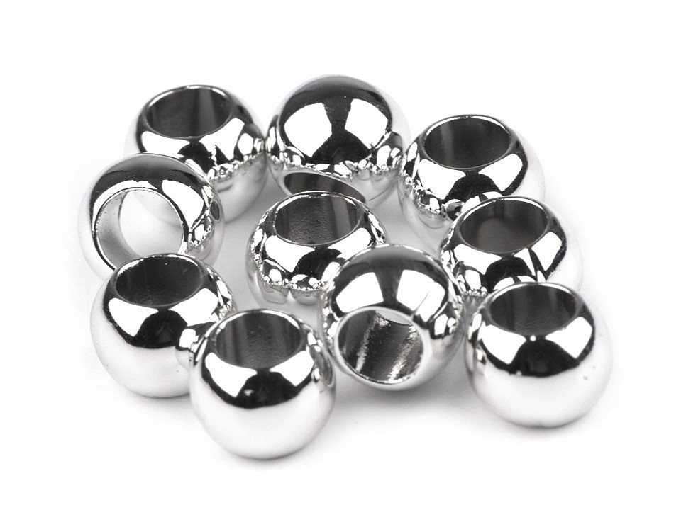 Plastové korálky Metalic s veľkým prievlakom 8x10 mm