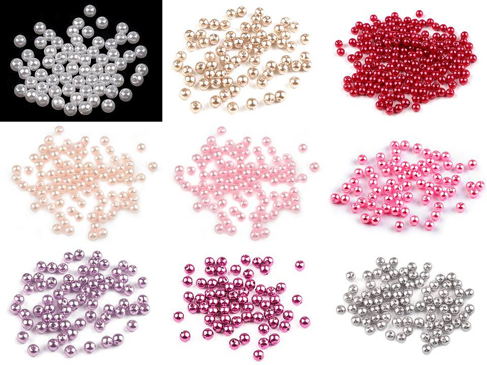 Plastové voskové korálky / perly Glance Ø5 mm, malé, F78 červená perlová
