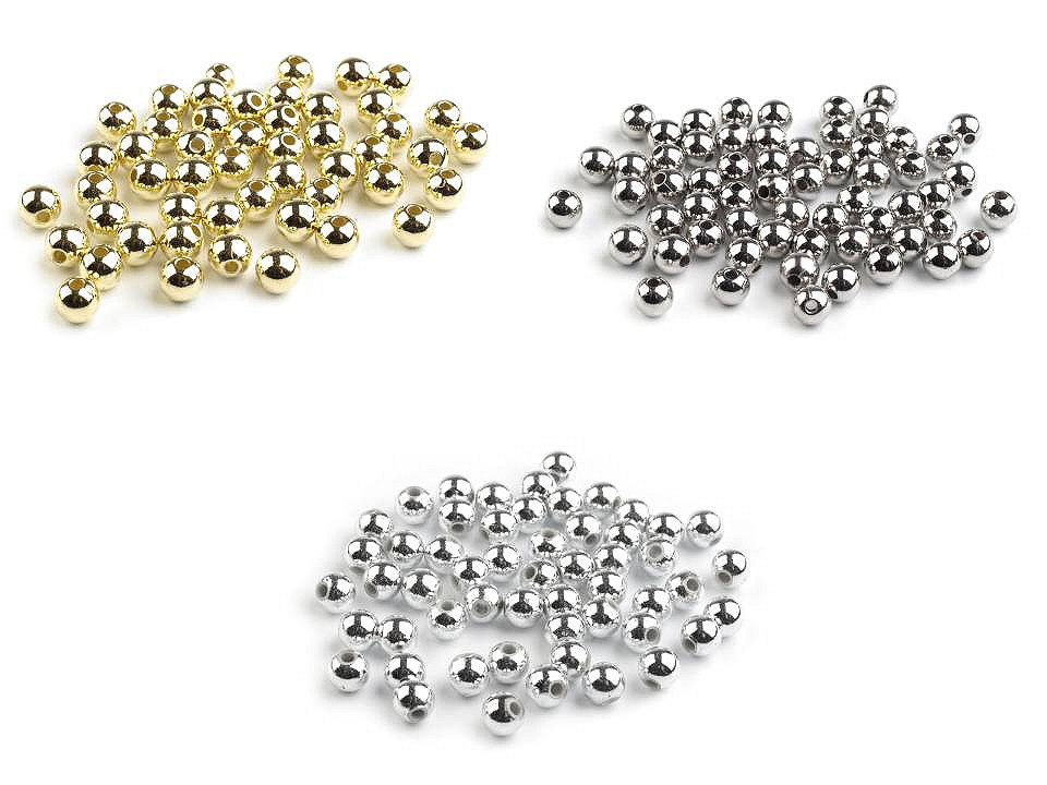 Plastové voskové korálky / perly Glance Metalic Ø6 mm, malé, 2 stříbrná tmavá