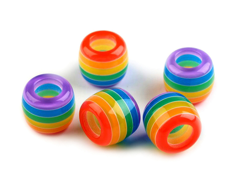 Plastové korálky s prúžkom s veľkým prievlakom 10x12 mm