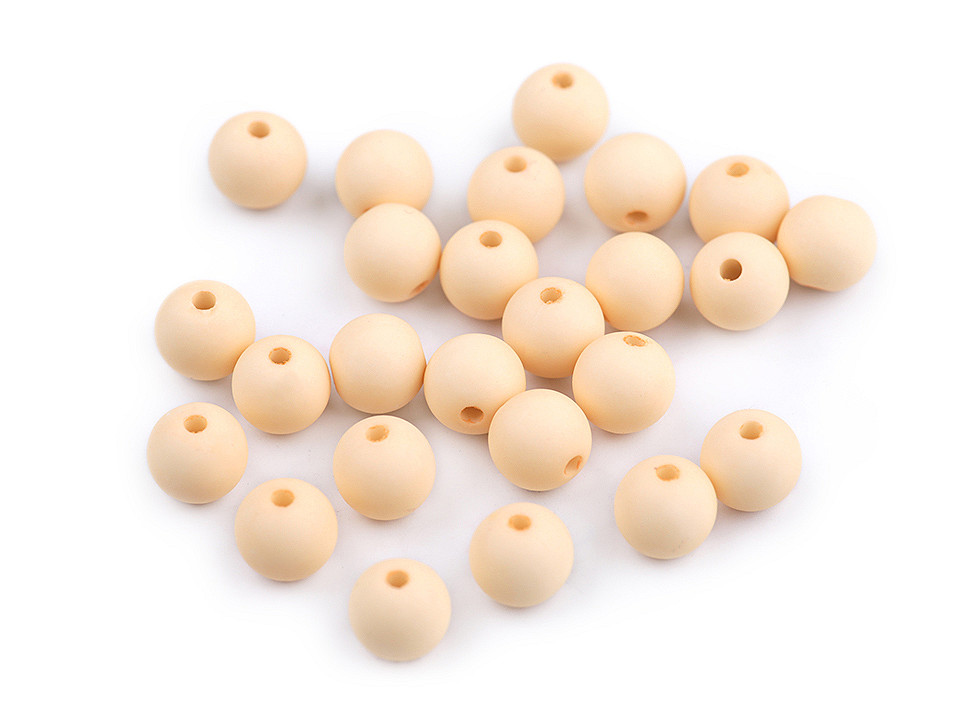 Plastové korálky matné Ø8 mm, střední, 1 (01) bílá