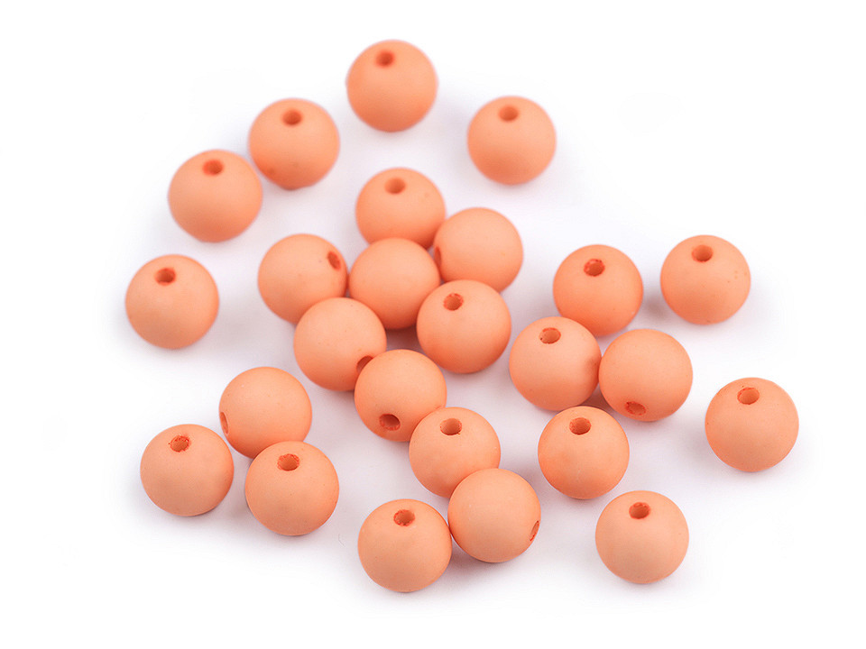 Plastové korálky matné Ø8 mm, střední, 1 (01) bílá