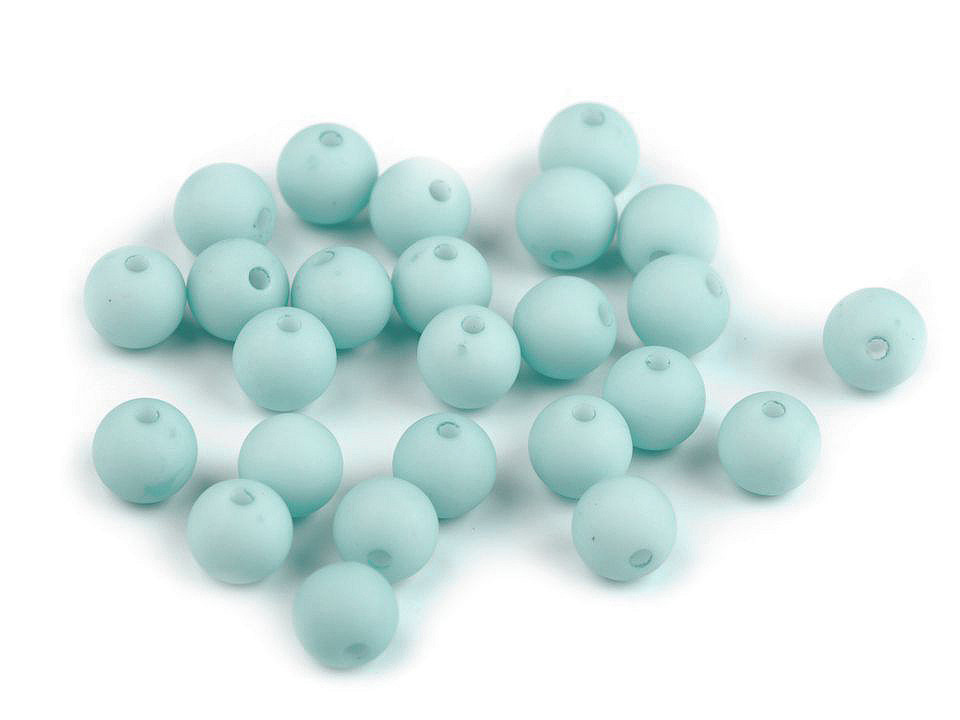Plastové korálky matné Ø8 mm, střední, 1 (01) bílá
