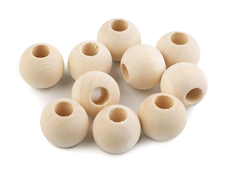 Drevené korálky nelakované Ø20 mm na macrame