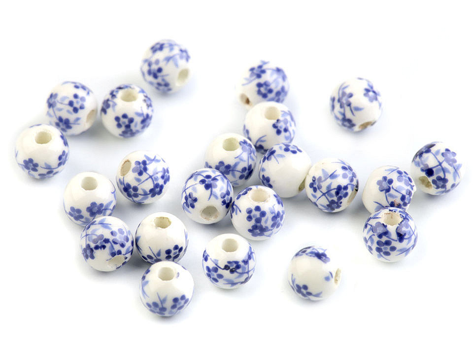 Porcelánové koráliky s kvetmi Ø6 mm