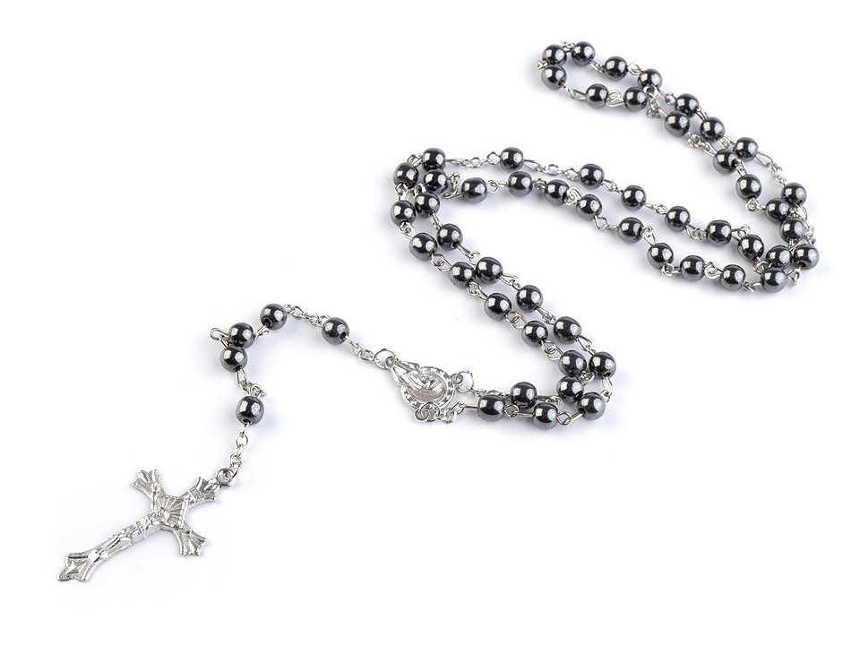 Rosary with beads, hematite, 1 pc