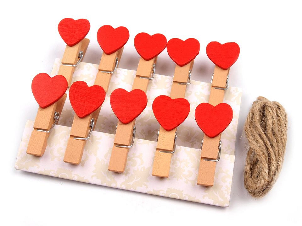 Kolíčky srdce, malé, 2 barevný mix