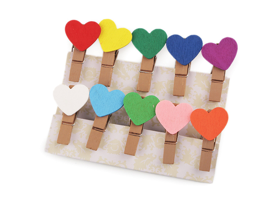 Kolíčky srdce, malé, 2 barevný mix