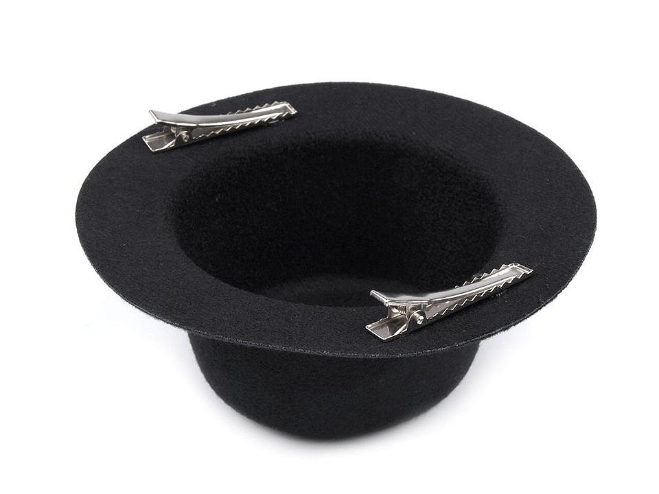 Mini pălărie / fascinator pentru decorare Ø13,5 cm, negru, 12 buc