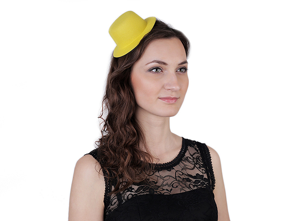 Mini hat / fascinator for decoration Ø13,5 cm, black, 12 pcs