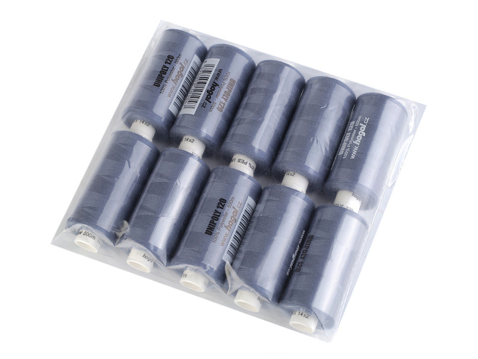 Polyesterové nitě Unipoly návin 500 m, střední, 545 modrá královská